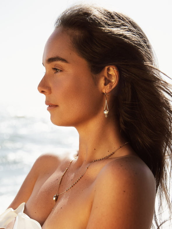 Tiana Gemstone Brass Earrings