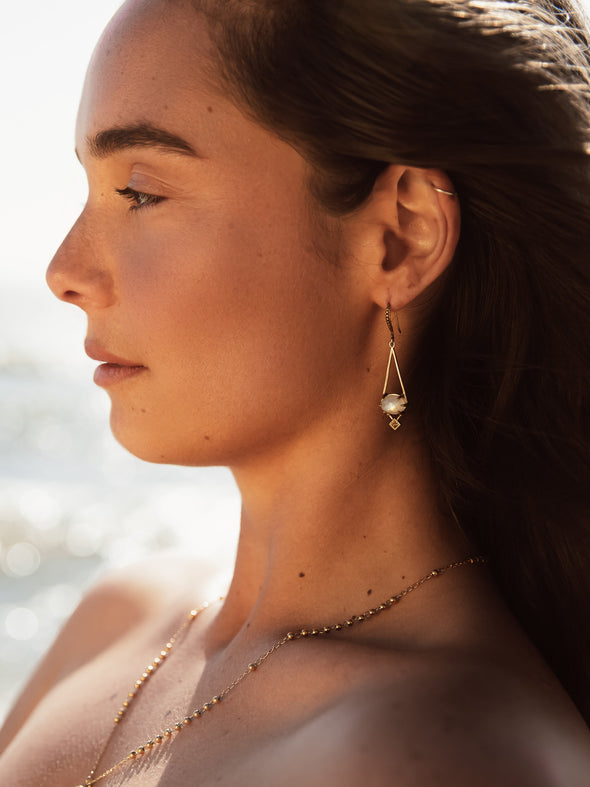 Tiana Gemstone Brass Earrings