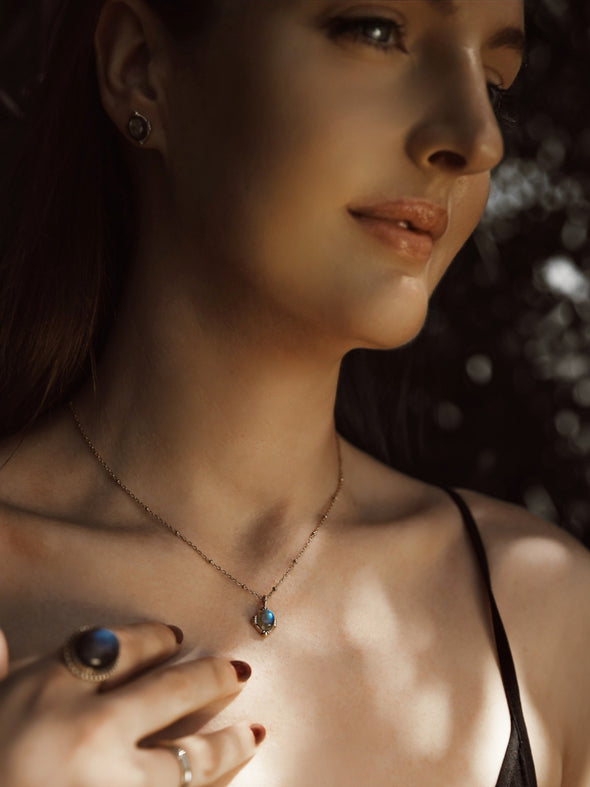 Juliette Gemstone Necklace, Labradorite Necklace, Moonstone Necklace, Smoky Quartz Necklace