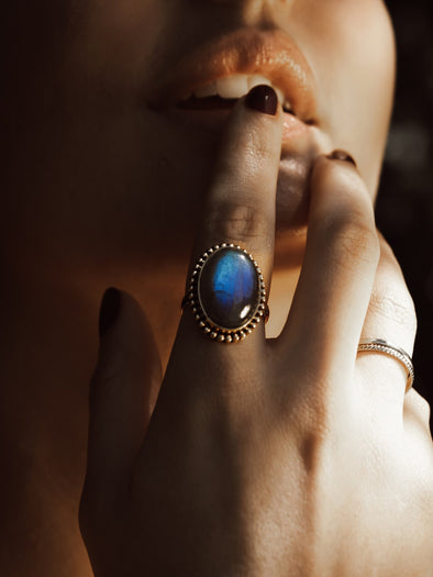 Sabina Gemstone Ring, LABRADORITE RING, RUTILATED QUARTZ RING, MOONSTONE RING