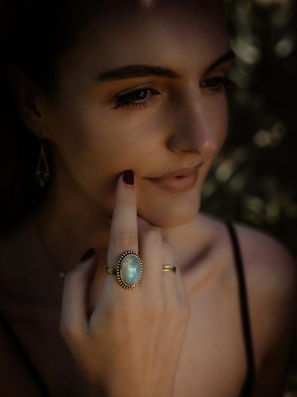 Sabina Gemstone Ring, LABRADORITE RING, RUTILATED QUARTZ RING, MOONSTONE RING