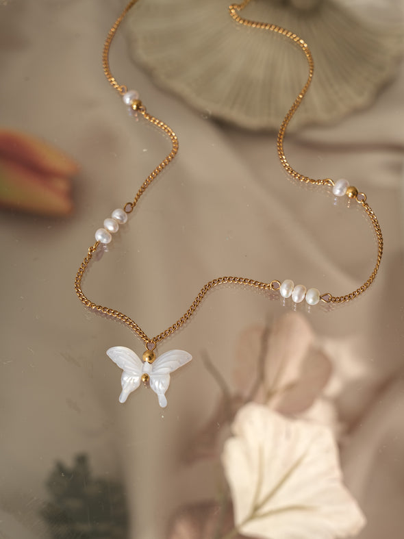 Butterfly Mother of Pearl Necklace