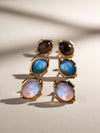 Juliette Gemstone Brass Earrings, Labradorite Earrings, Moonstone Earrings, Smoky Quartz Earrings