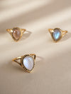 Anika Gemstone Ring, Labradorite Ring, Moonstone Ring, Smoky Quartz Ring