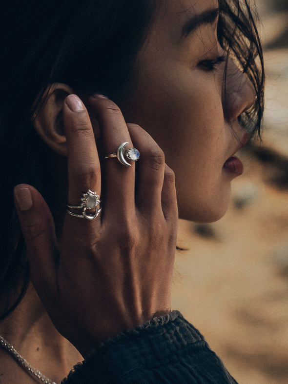 Astrid Moonstone Sterling Silver Ring - Moonstone Ring, Silver Jewelry, Gemstone