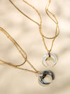 Crescent Moon Double Layered Necklace, Crescent Moon, Mother of Pearl Necklace, Abalone Necklace, Handmade Necklace, Necklace.