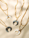 Crescent Moon Double Layered Necklace, Crescent Moon, Mother of Pearl Necklace, Abalone Necklace, Handmade Necklace, Necklace.