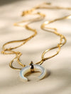 Crescent Moon Double Layered Necklace, Crescent Moon, Mother of Pearl Necklace, Abalone Necklace, Handmade Necklace, Necklace.