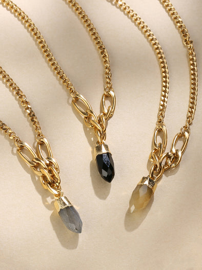 Tenacious Necklace, Handmade Jewelry, Black Onyx, Labradorite, Citrine, Gemstone Necklace, Necklace.