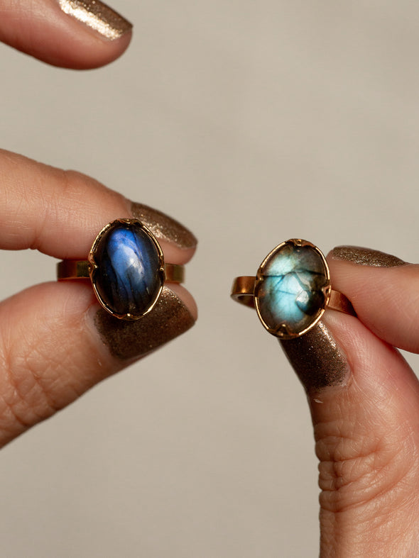 Utopia Gemstone Ring, Gemstone Ring, Labradorite, Brass Ring, Labradorite Ring, Handmade Ring, Ring.