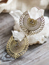 Dancing Mayura Brass Earrings - Labradorite Earring, Brass Jewelry