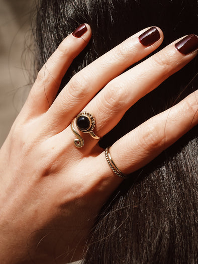 Anya Gemstone Brass Ring