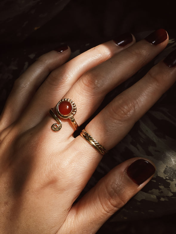 Anya Gemstone Brass Ring
