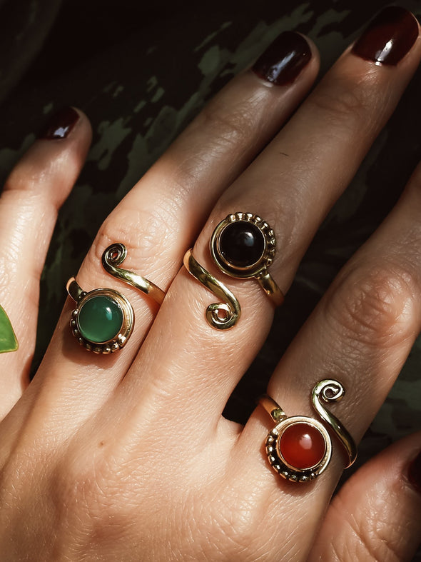 Anya Gemstone Brass Ring