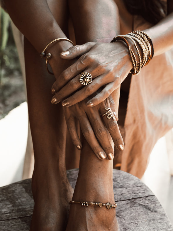 Spiral Braided Brass Anklet