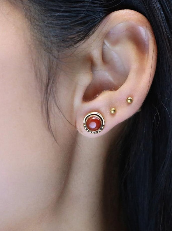 Anya Gemstone Brass Earrings