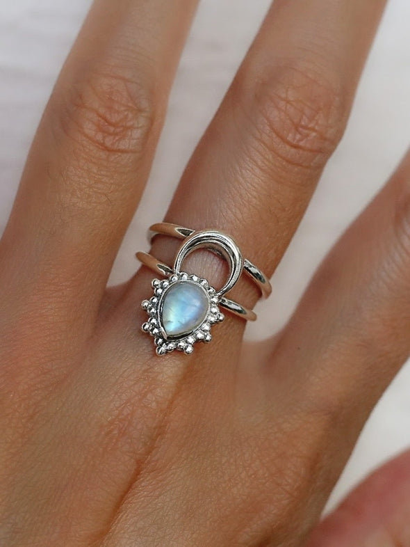 Astrid Moonstone Sterling Silver Ring - Moonstone Ring, Silver Jewelry, Gemstone