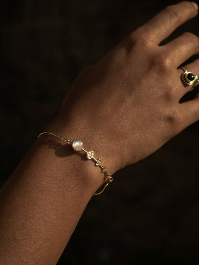 Moon Phase Moonstone Brass Bracelet