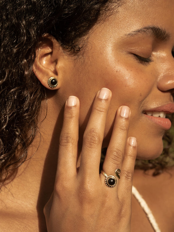 Anya Gemstone Brass Ring