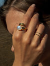 Amala Gemstone Brass Ring , Silver Ring - Purple Labradorite Ring, Blue Labradorite Ring, Moonstone Ring