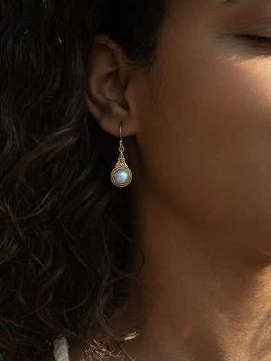 Alani Gemstone Brass Earrings - Brass Jewelry, Moonstone Eerring