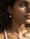 Alani Gemstone Brass Earrings - Brass Jewelry, Moonstone Eerring