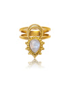 Astrid Gemstone Brass Ring - Moonstone Ring, Brass Jewelry, Gemstone