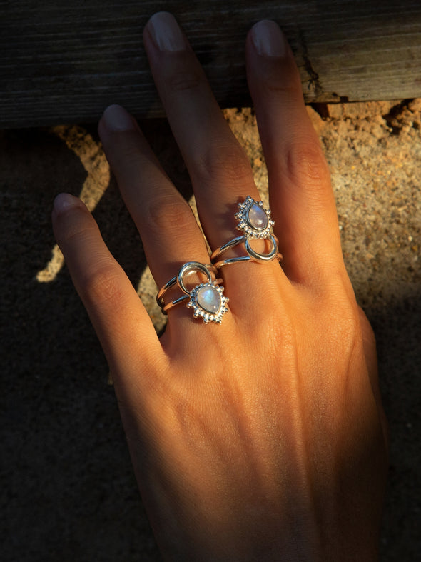 Astrid Moonstone Sterling Silver Ring -  Moonstone Ring, Silver Jewelry, Gemstone