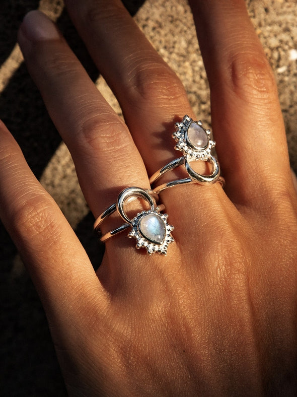 Astrid Moonstone Sterling Silver Ring -  Moonstone Ring, Silver Jewelry, Gemstone