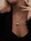Carmen Gemstone Brass Necklace, Black Onyx Necklace, Labradorite Necklace