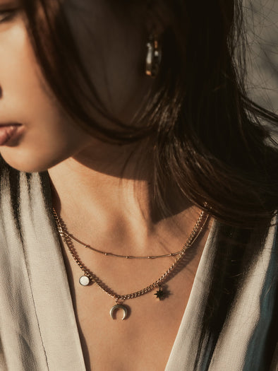 Night Sky Double Layered Necklace, Mother of Pearl, Necklace.