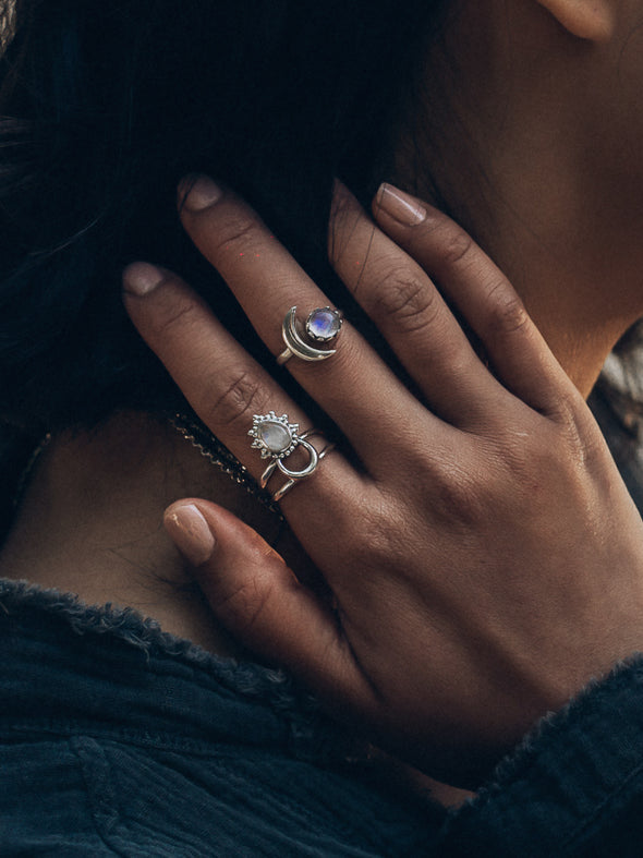 Astrid Moonstone Sterling Silver Ring  -  Moonstone Ring, Silver Jewelry, Gemstone