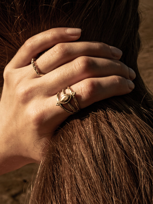 Deliz Gemstone Ring - Brass Ring, Brass Jewelry