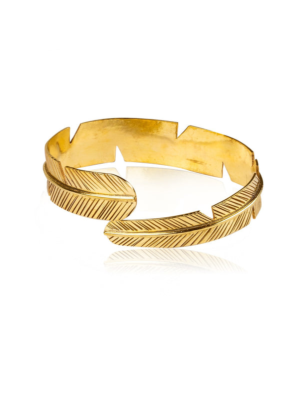 Feather Brass Bangle
