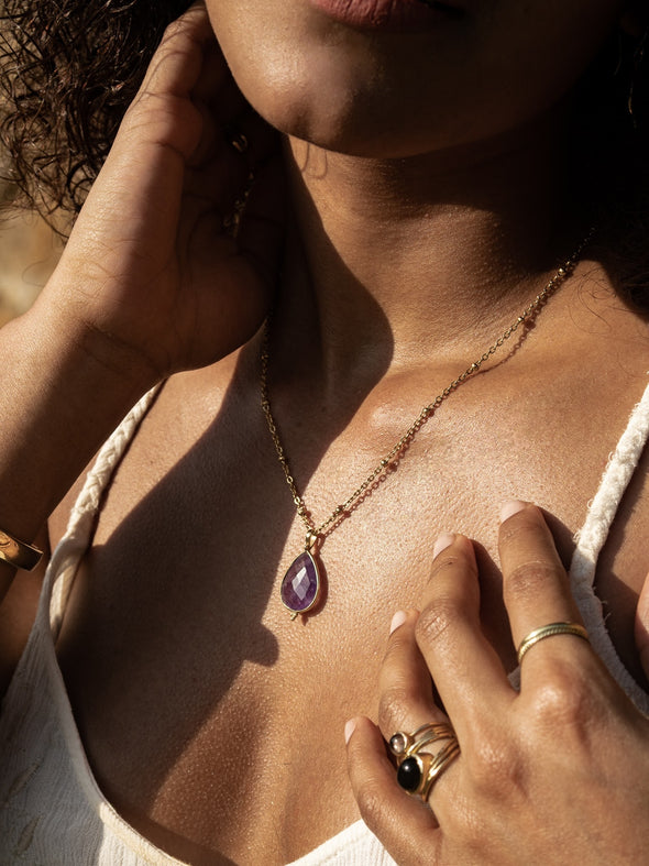 Gemma Gemstone Necklace - Amethyst Necklace, Gemstone Jewelry