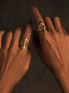 Tara Gemstone Brass Ring - Moonstone Ring, Black Onyx Ring, Brass Jewelry, Gemstone Jewelry