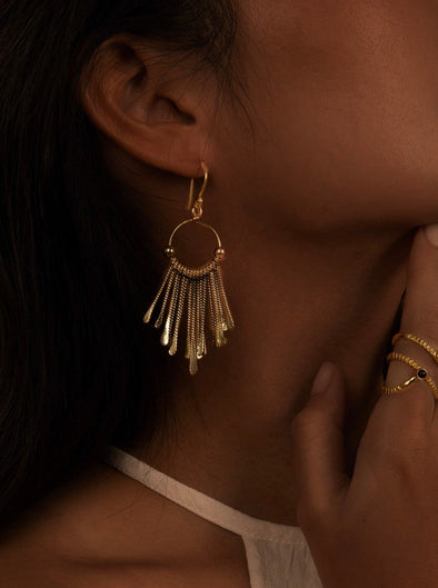 Dreamcatcher Brass Earrings - Brass Earring, Brass Jewelry