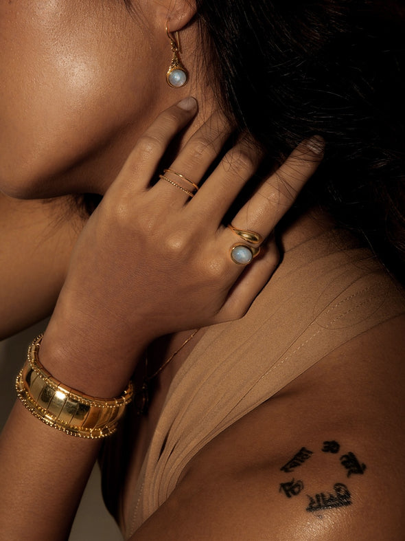 Amala Gemstone Brass Ring - Moonstone Ring