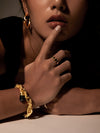 Raya Gemstone Brass Ring - Black Onyx Ring, Brass Jewelry, Gemstone Jewelry