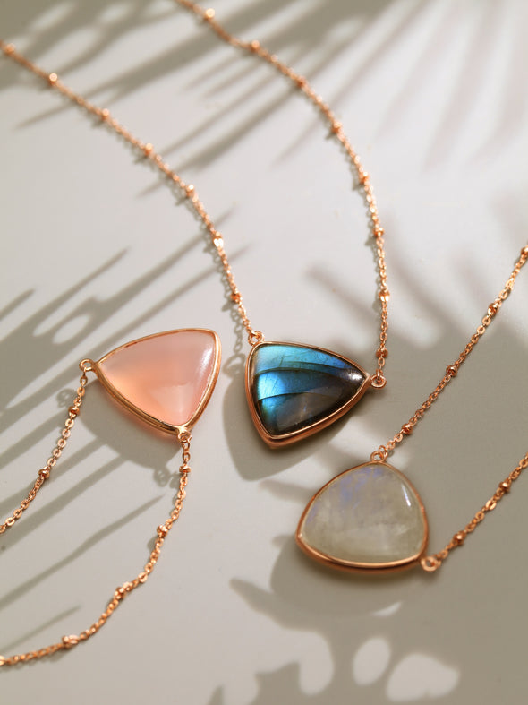 Triangle Gemstone Sterling Silver Or Gold Plated Necklace