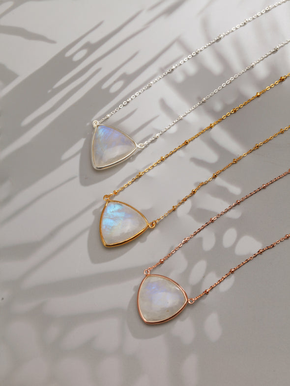 Triangle Gemstone Sterling Silver Or Gold Plated Necklace