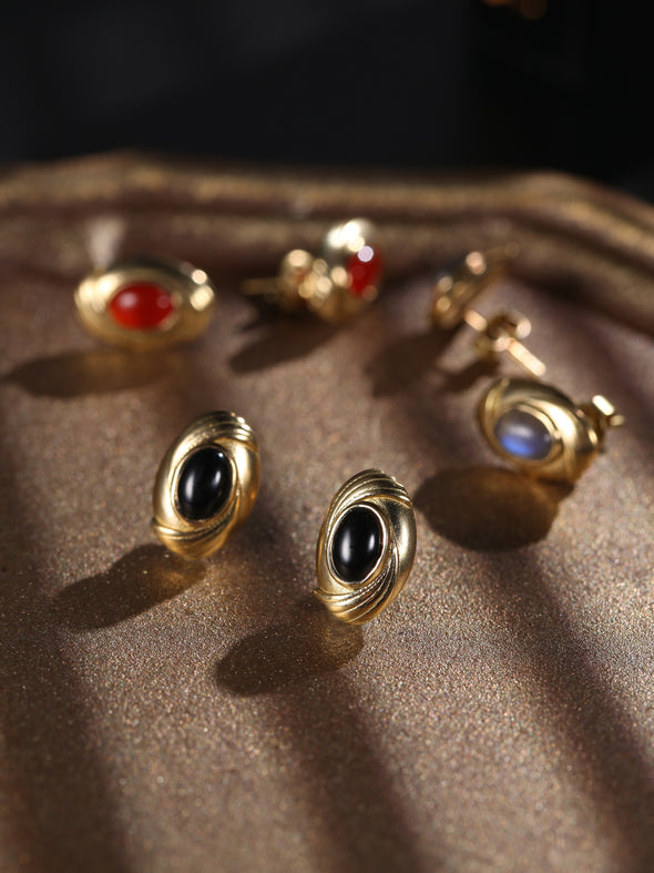 Esma Gemstone Brass Earrings