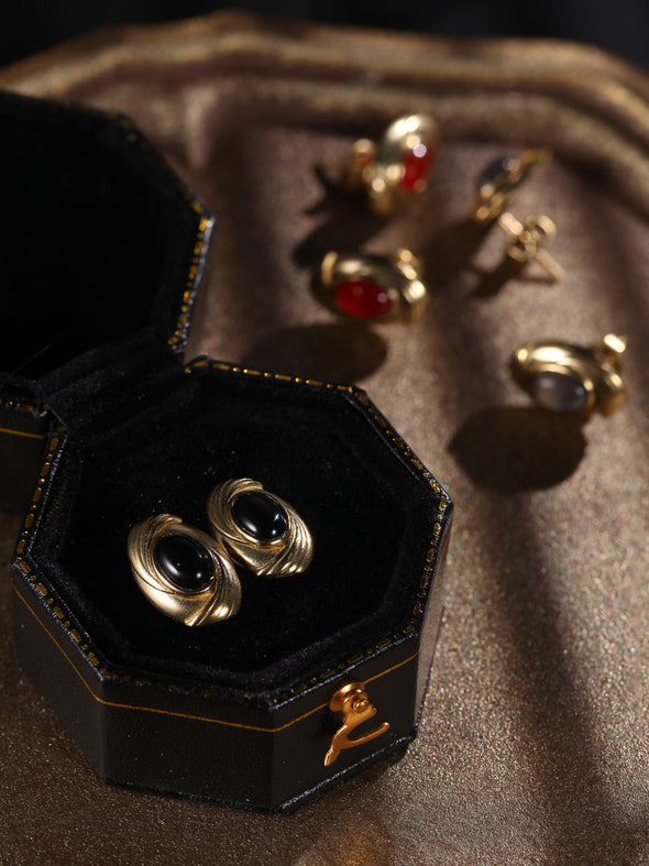 Esma Gemstone Brass Earrings