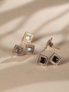 Frankie Gemstone Brass Earrings, Black Onyx Earrings, Mother of Pearl Earrings, Labradorite Earrings