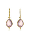 Gemma Gemstone Brass Earrings - Rose Quartz Earring, Brass Earring, Brass Jewelry, Gemstone Jewelry