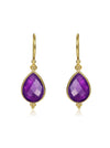 Gemma Gemstone Brass Earrings - Amethyst Earring, Brass Earring, Brass Jewelry, Gemstone Jewelry