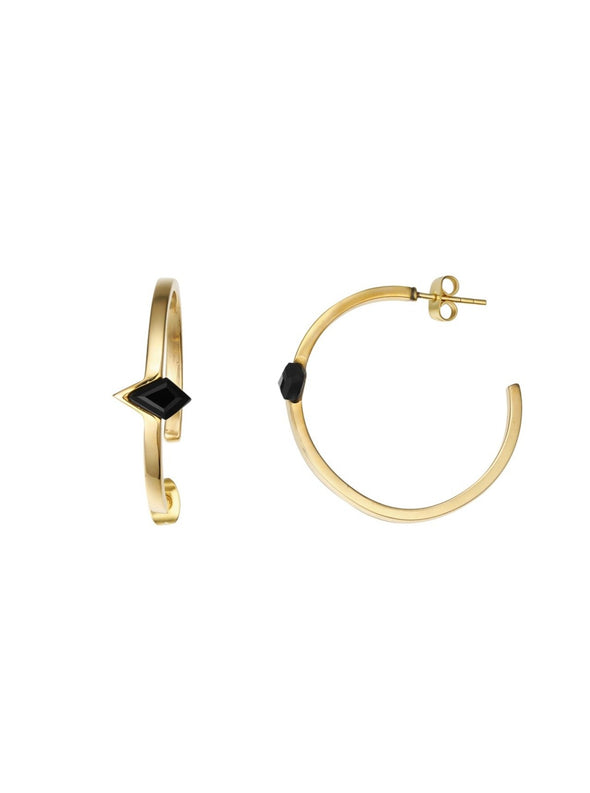 Durga Brass Earrings - Black Onyx Earring, Brass Earring, Brass Jewelry
