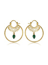 Idika Gemstone Brass Earrings - Green Onyx Earring, Brass Jewelry
