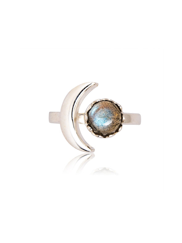 Crescent Sterling Silver Ring - Blue Labradorite Ring, Silver Ring, Silver Jewelry, Gemstones