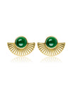 Farrah Gemstone Brass Earrings - Green Onyx Earring, Brass Earring, Brass Jewelry, Jewelry, Gemstone
